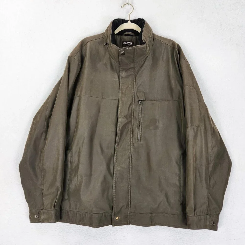 Michael Kors Jacket Mens 2XL Green Packable Hood Full Zip Classic Casual Outdoor